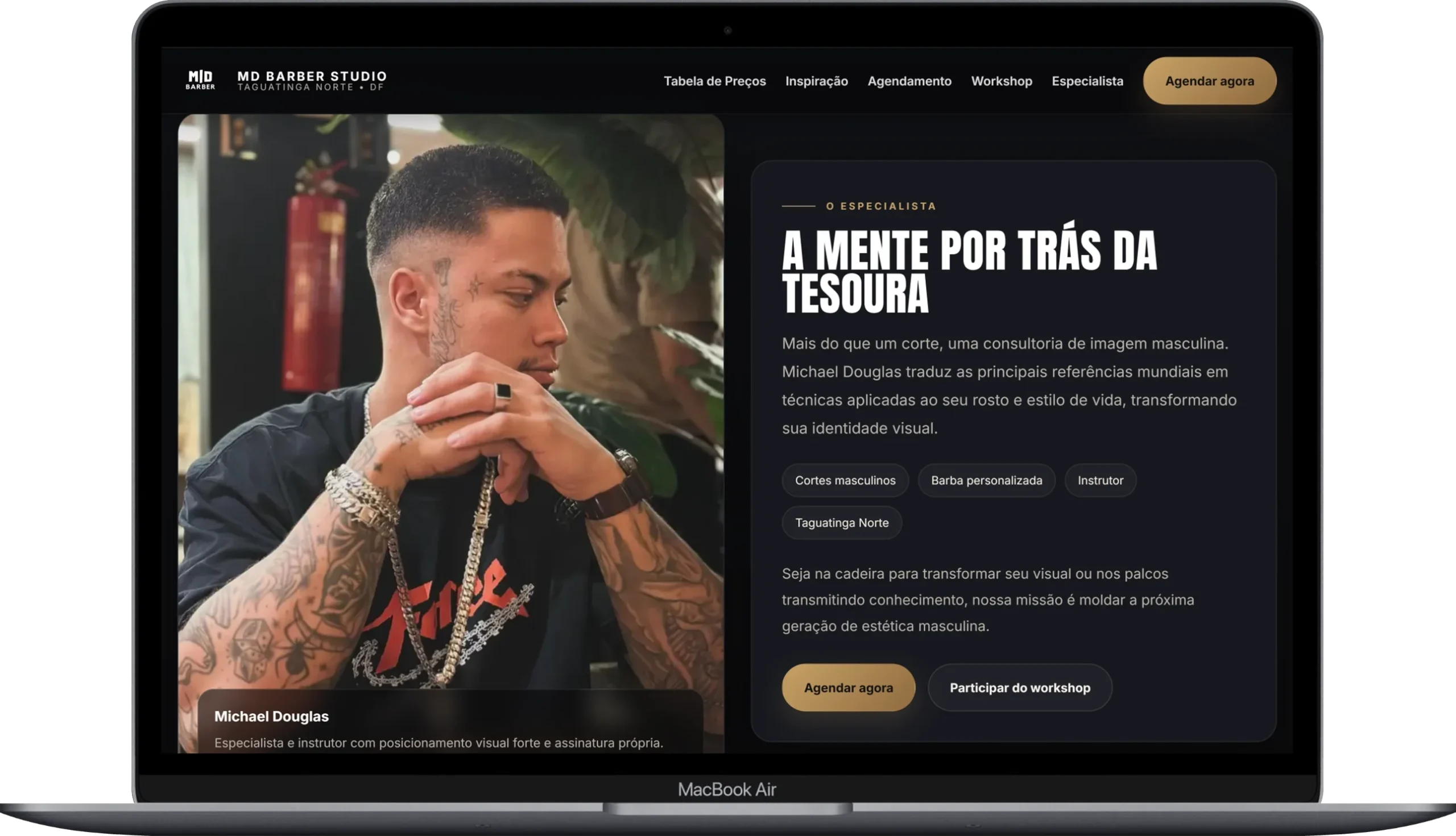 Site e sistema web da Barbearia MD desenvolvido pela Dons Tech