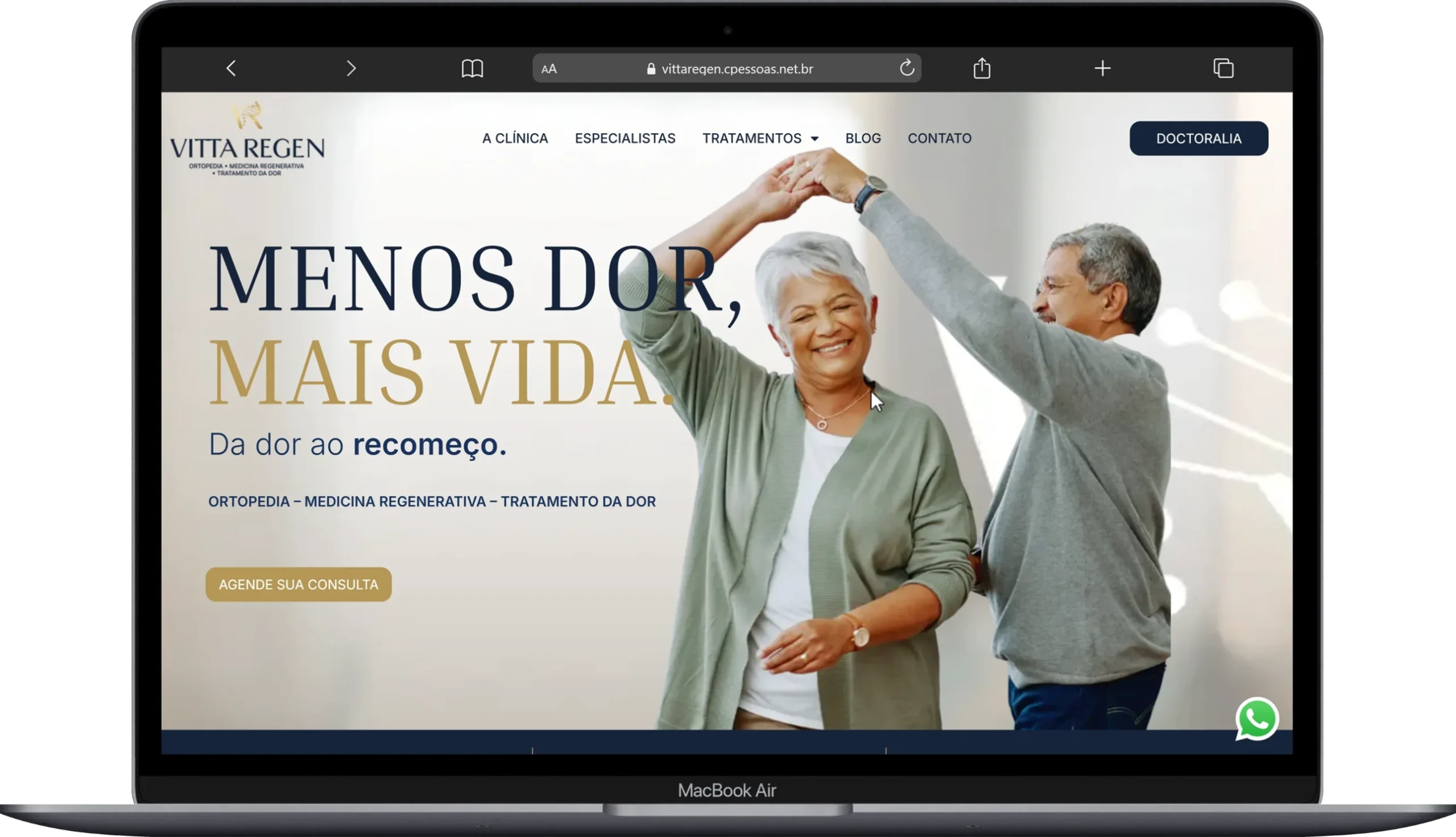 Site institucional da Vitta Regen desenvolvido pela Dons Tech